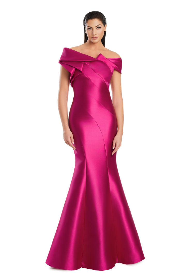 Alexander by Daymor off-shoulder mermaid evening gown in formal style with curve-hugging silhouette