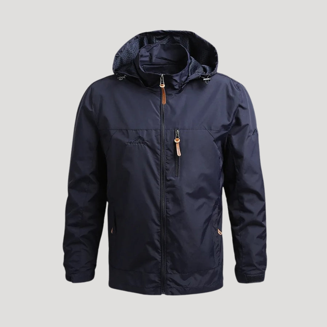 Men's lightweight hooded zip jacket weatherproof active outerwear slim modern fit spring layer