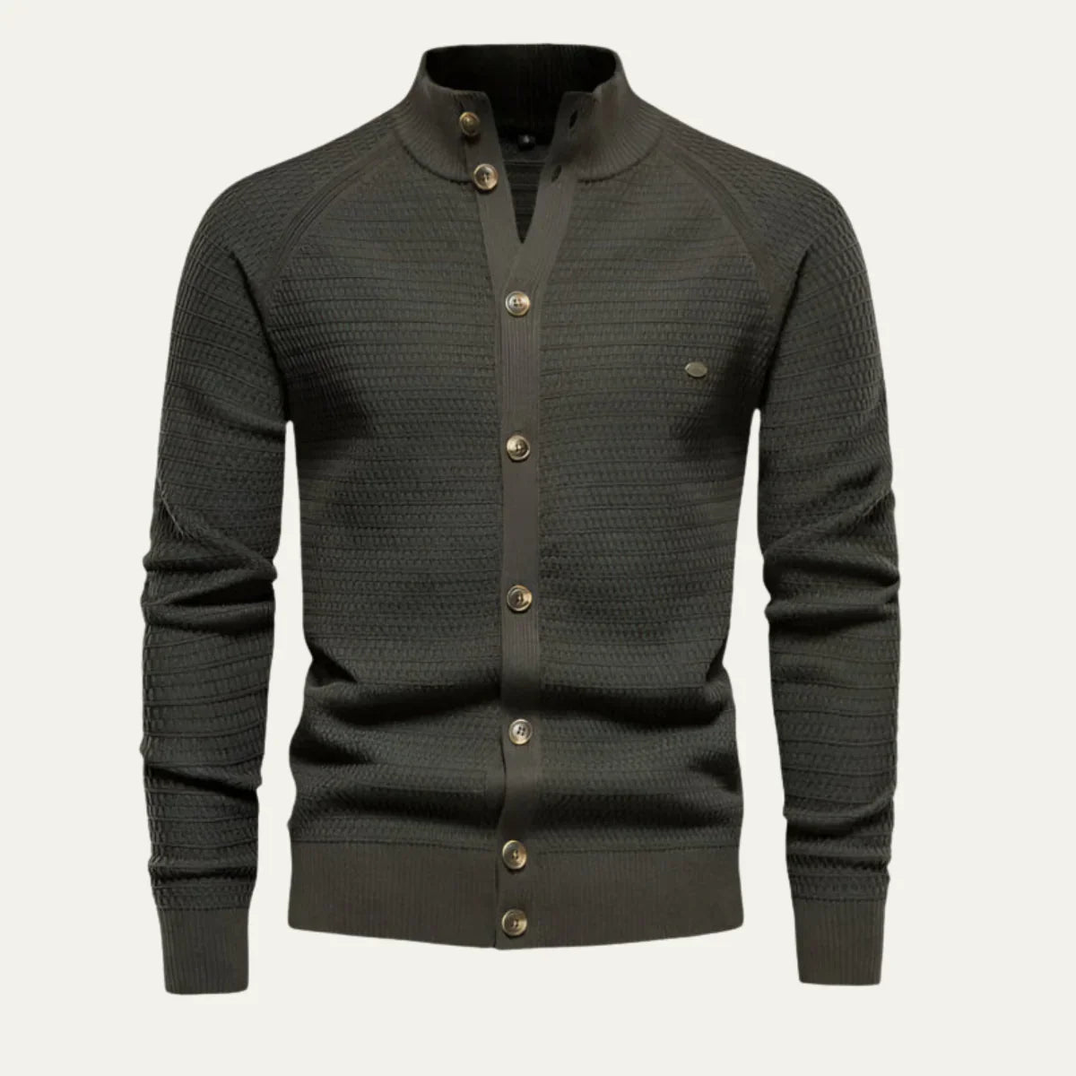 Men's lightweight 100% cashmere cardigan in classic knit, regular fit with refined polished silhouette