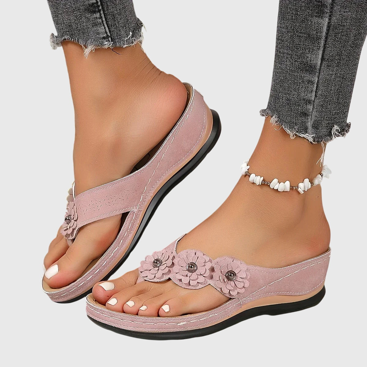Women's casual floral sandals thick sole everyday comfort stylish versatile footwear