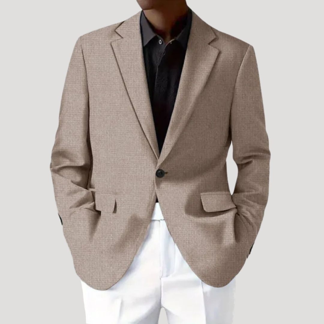 Men's green textured tailored casual blazer with structured cut for smart-casual polished everyday wear