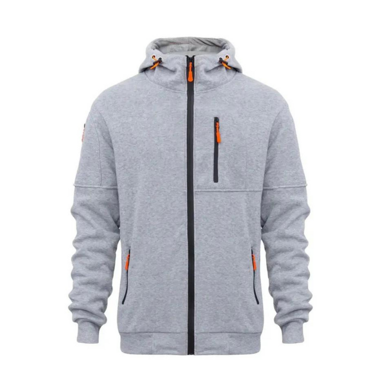 Men's casual hooded zip-up jacket relaxed fit with cozy hood for everyday layering