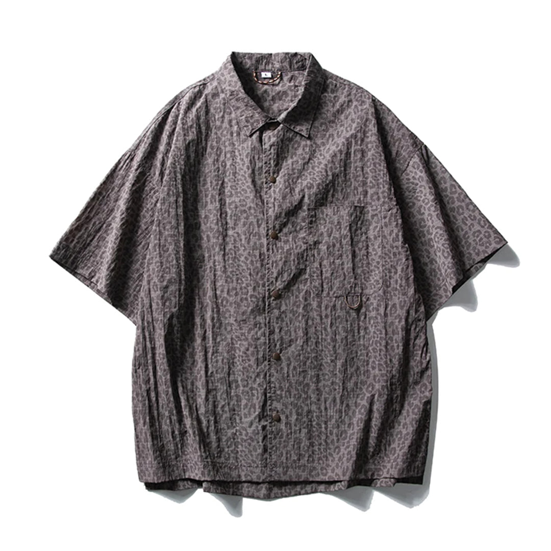 Leopard print lightweight nylon shirt water-resistant urban outdoor style bold modern pattern