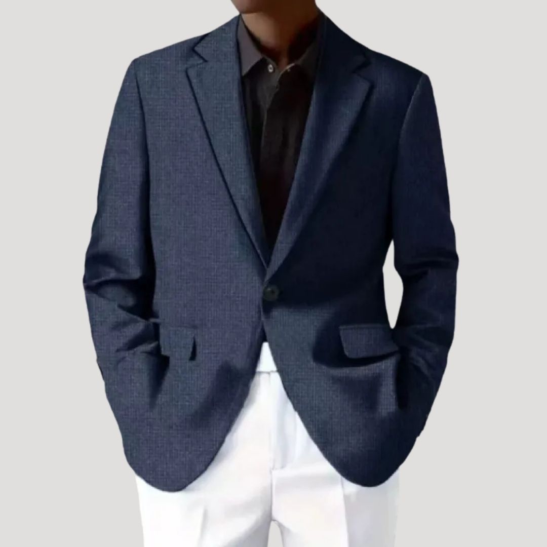 Men's green textured tailored casual blazer with structured cut for smart-casual polished everyday wear