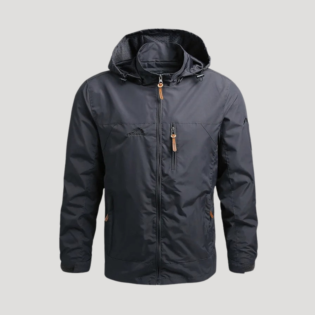 Men's lightweight hooded zip jacket weatherproof active outerwear slim modern fit spring layer