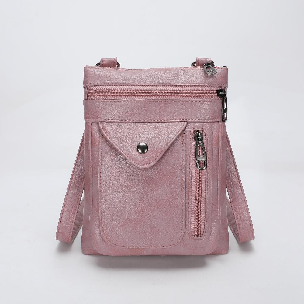 Women's vegan leather crossbody bag chic rectangular multi-compartment organizer with adjustable strap