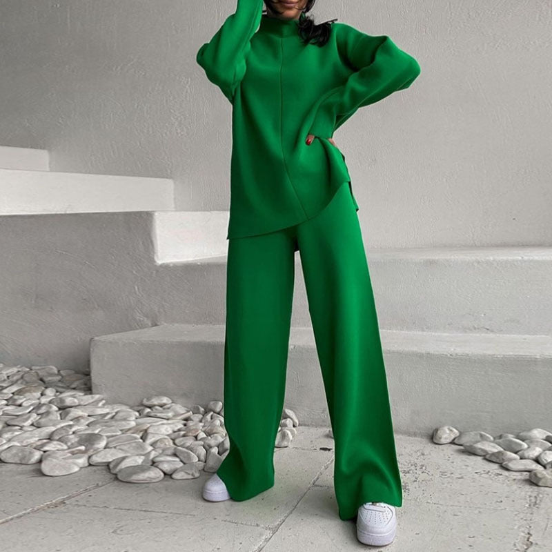 Women's cozy coordinated sweater and pants set soft breathable fabric casual winter loungewear