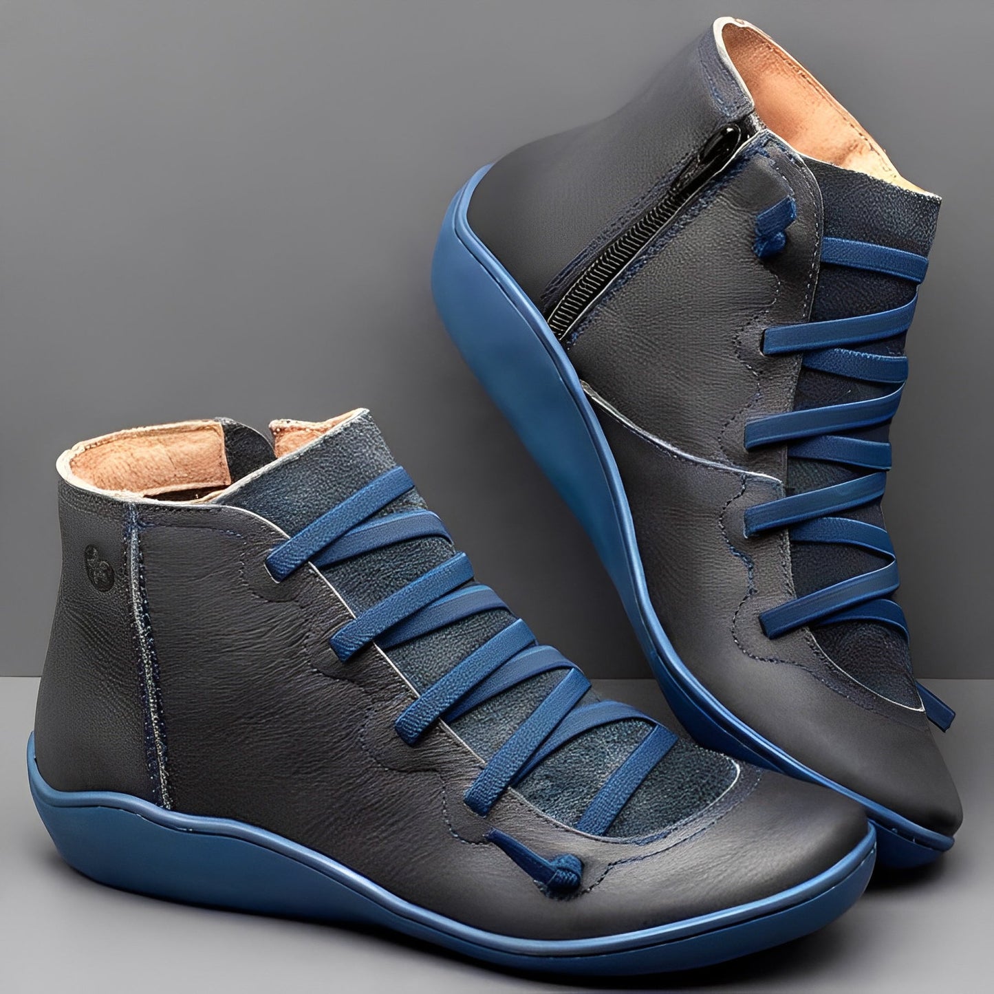 Women's black lace-up zip ankle boots with secure fit, side zipper closure, everyday chic comfort