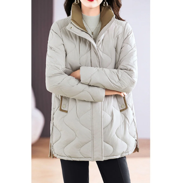 Pink women's padded jacket high collar quilted modern silhouette windproof elegant cut
