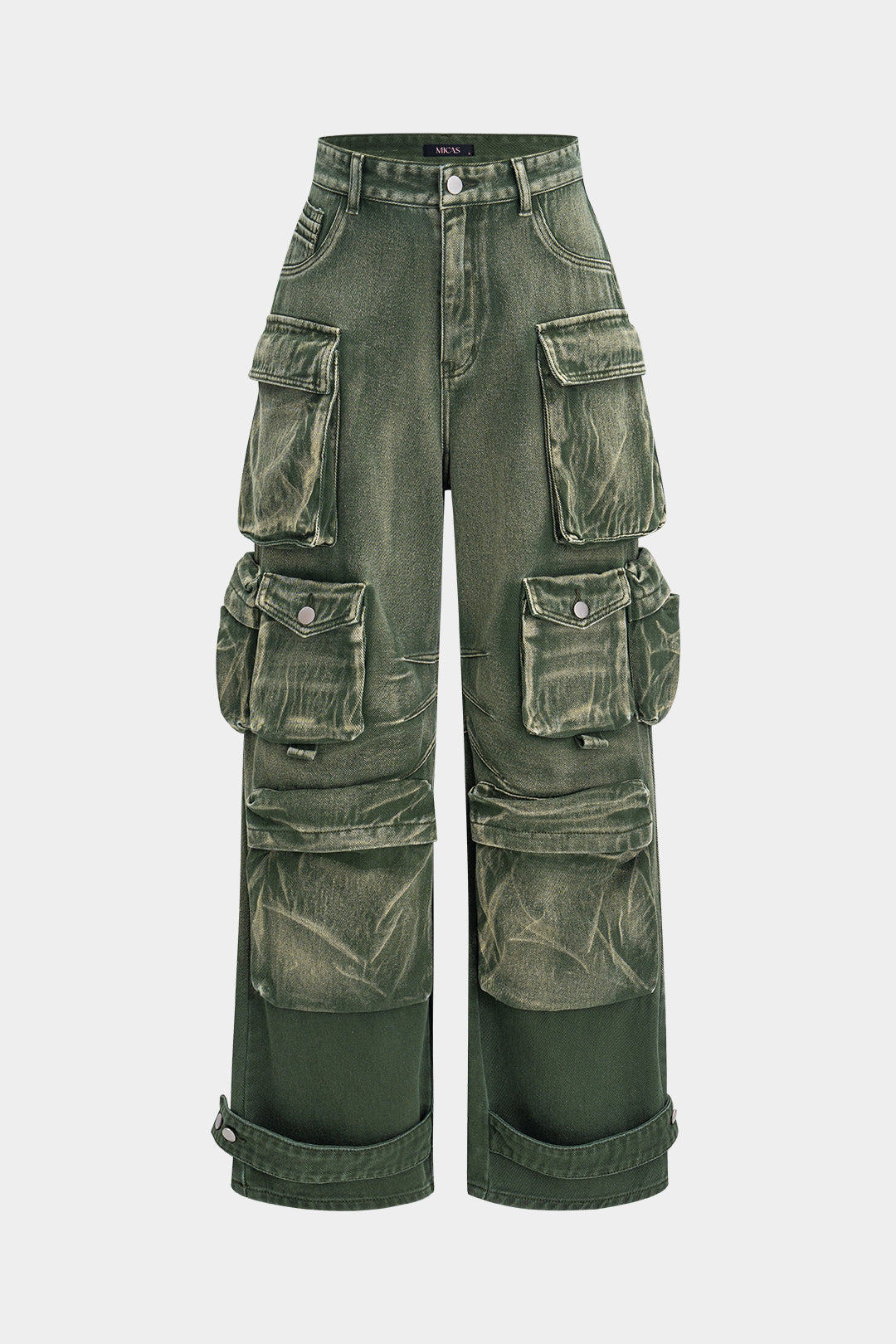 Women olive green cargo pants multi-pocket urban silhouette everyday comfort versatile style