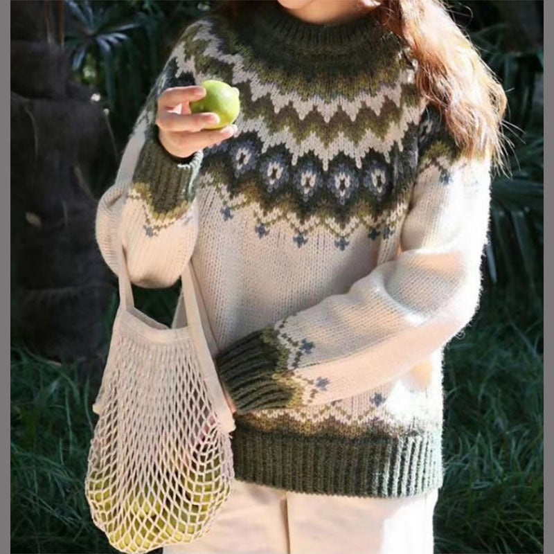 Women's casual thickened sweater solid color retro stretchy knit pullover for autumn winter warmth