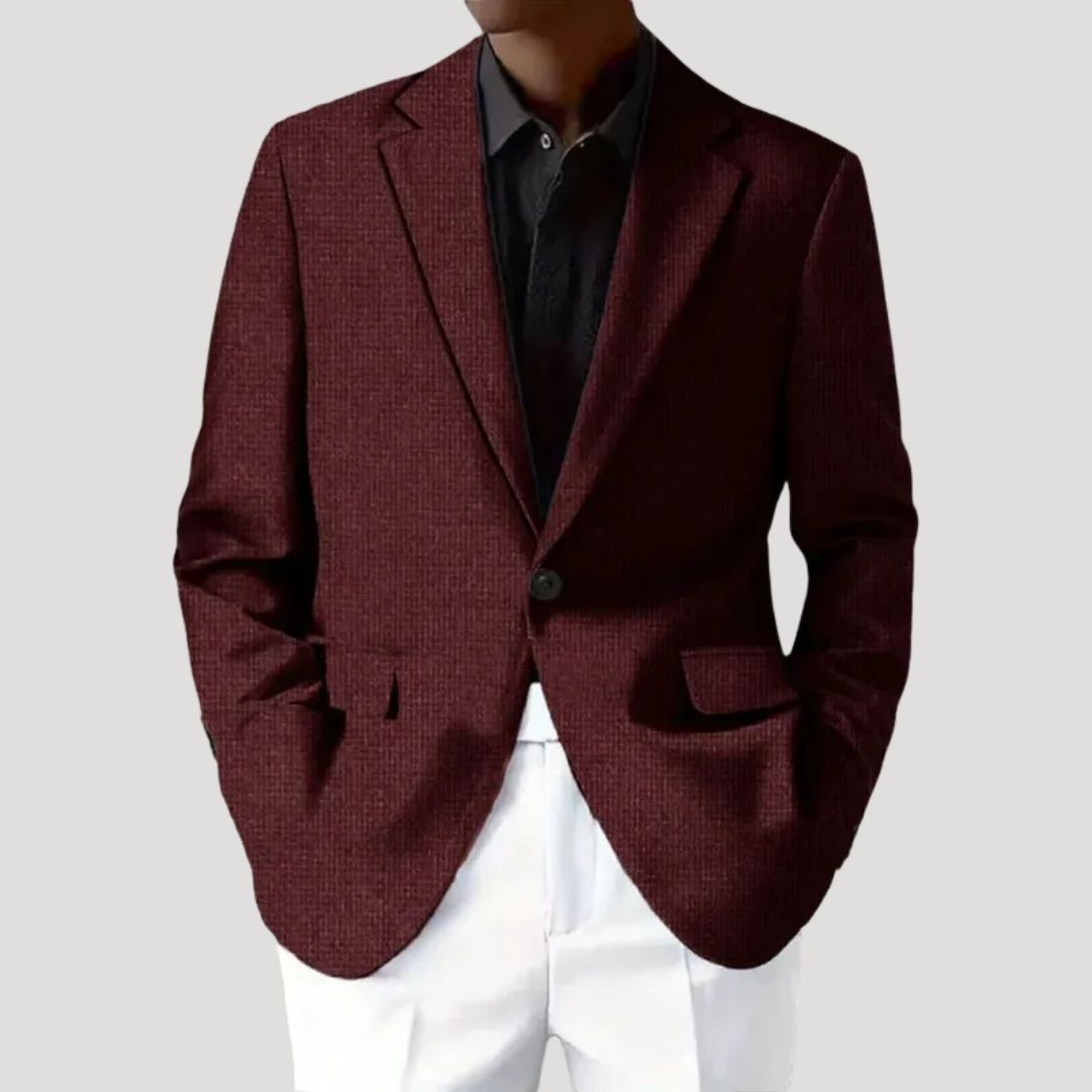 Men's green textured tailored blazer smart casual slim fit with structured shoulders