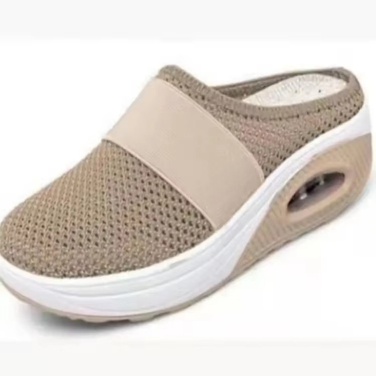 Women's lightweight breathable mesh slip-on walking shoes with air cushion orthopedic support platform sole