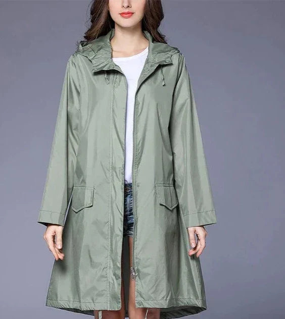 Women's pink lightweight hooded parka windproof water-resistant coat for everyday casual style
