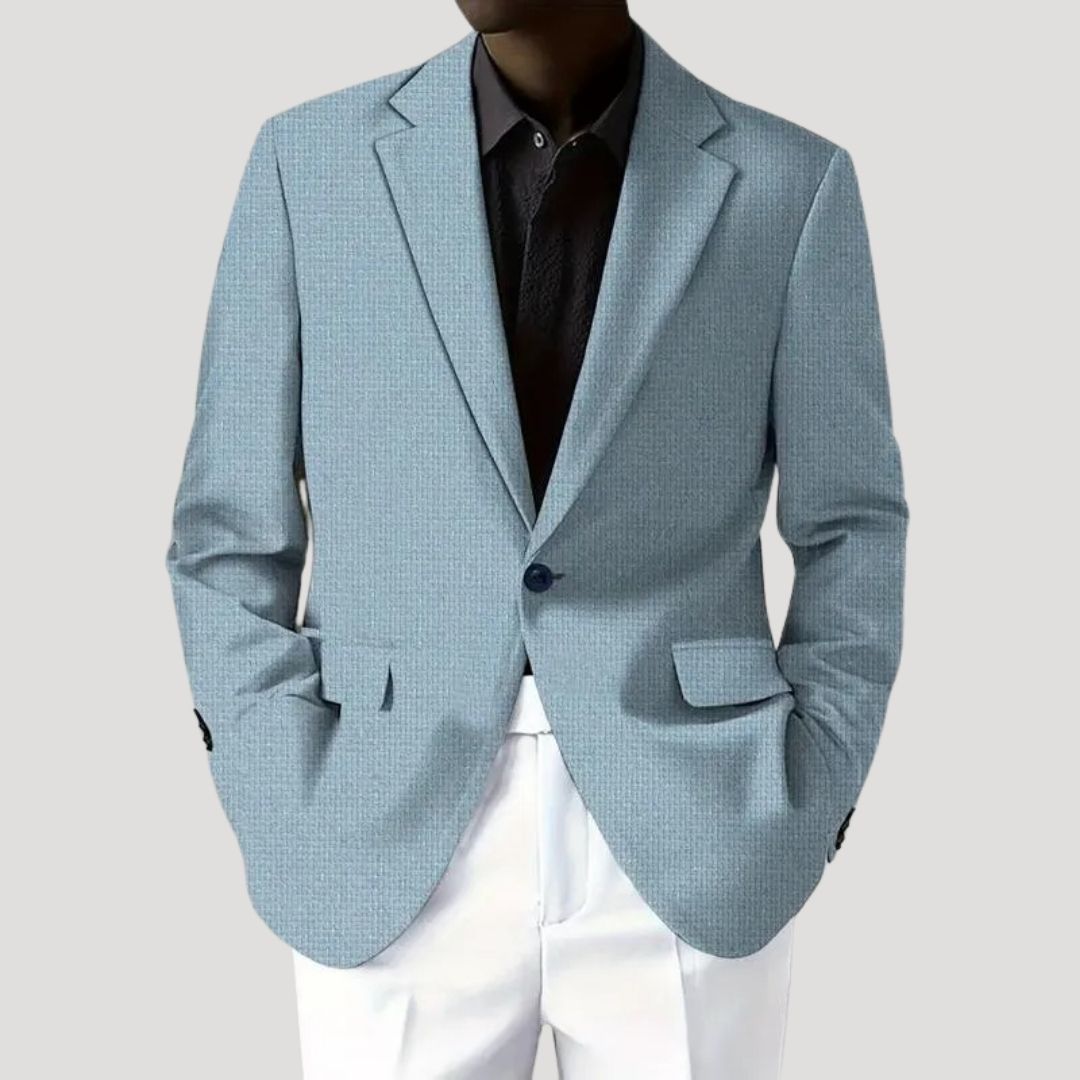 Men's green textured tailored casual blazer with structured cut for smart-casual polished everyday wear