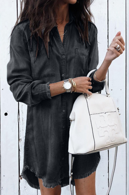 Brooke | Women's Washed Casual Shirt Dress Long Sleeve