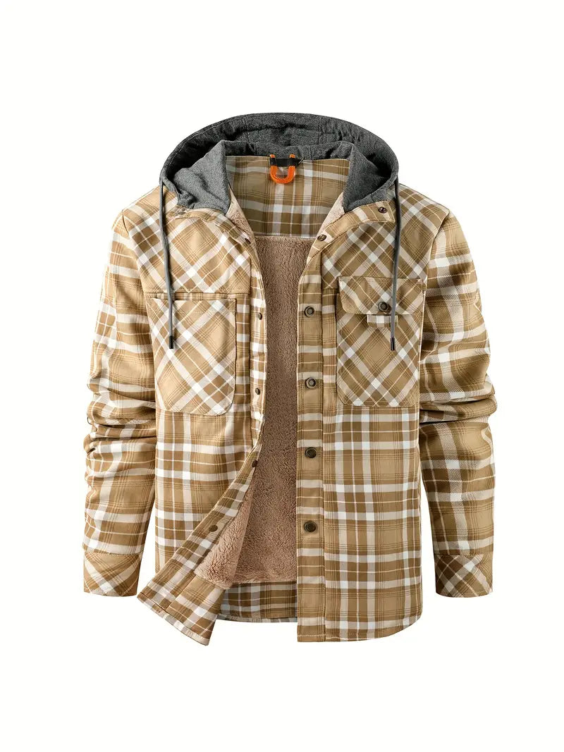 Wyatt unisex hooded checked jacket cozy fleece-lined outdoor coat sharp casual style