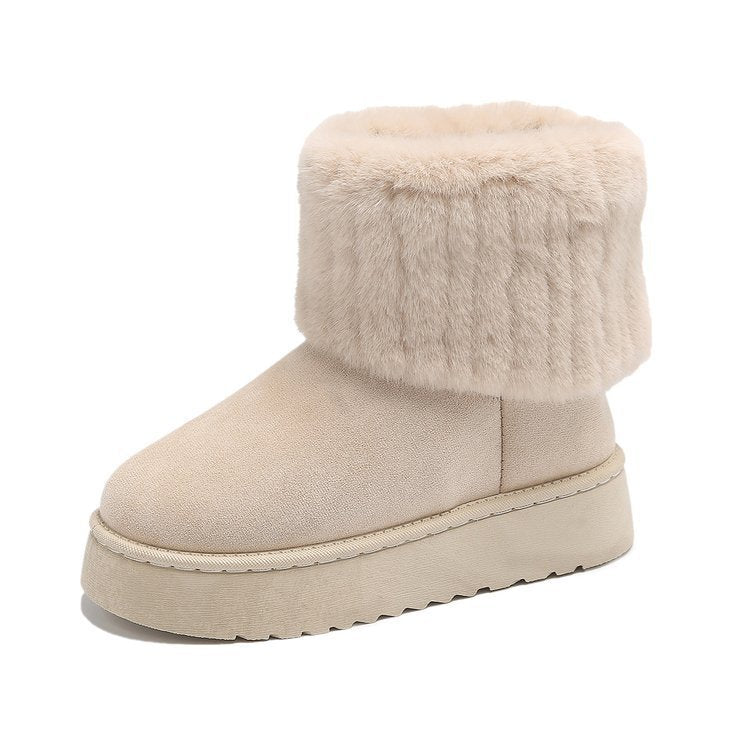 Madison women's brown fur trim ankle boots warm cozy winter footwear cold weather style