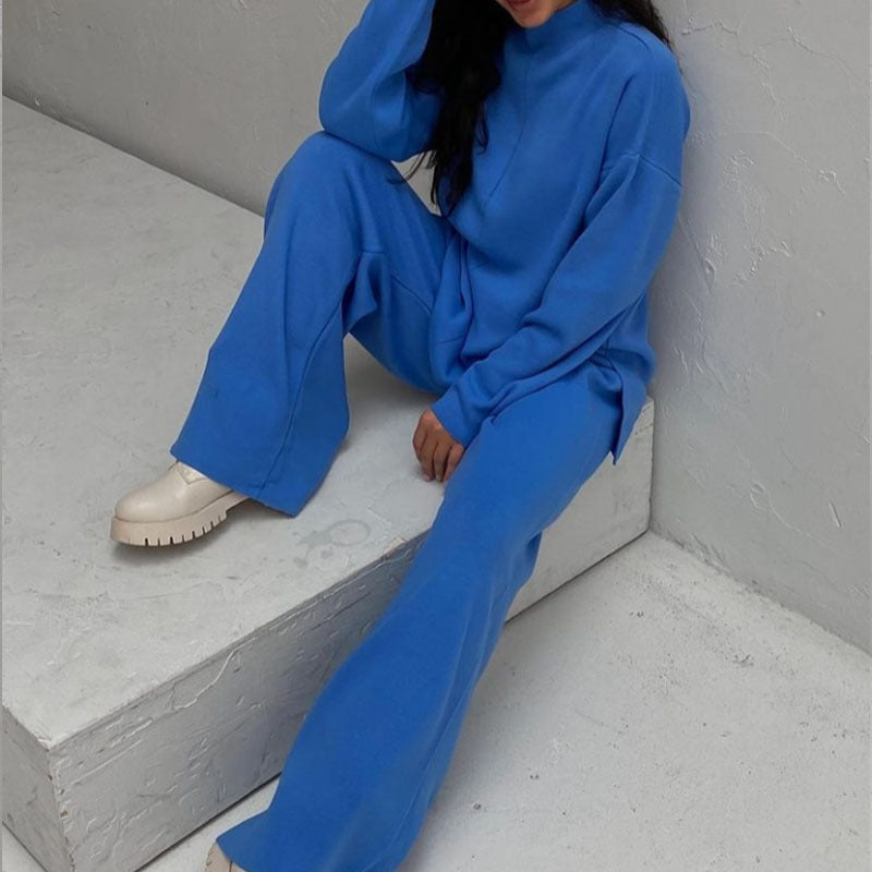 Women's cozy coordinated sweater and pants set soft breathable fabric casual winter loungewear