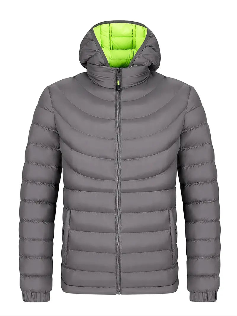 Men's lined winter jacket in classic cut with stand-up collar, warm easy-care style for cold weather