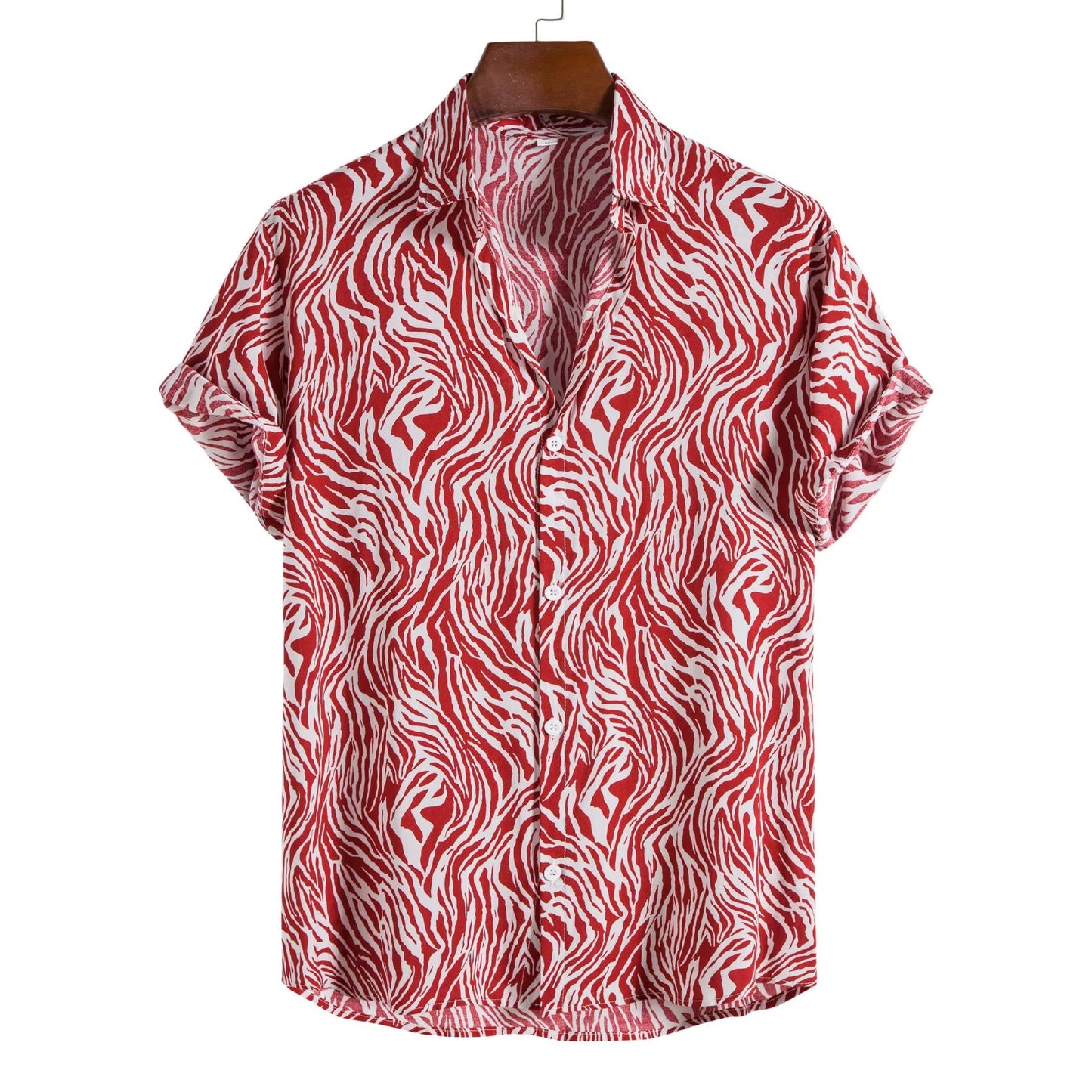 Men's animal print button-down shirt silky lightweight breathable fabric bold exotic pattern