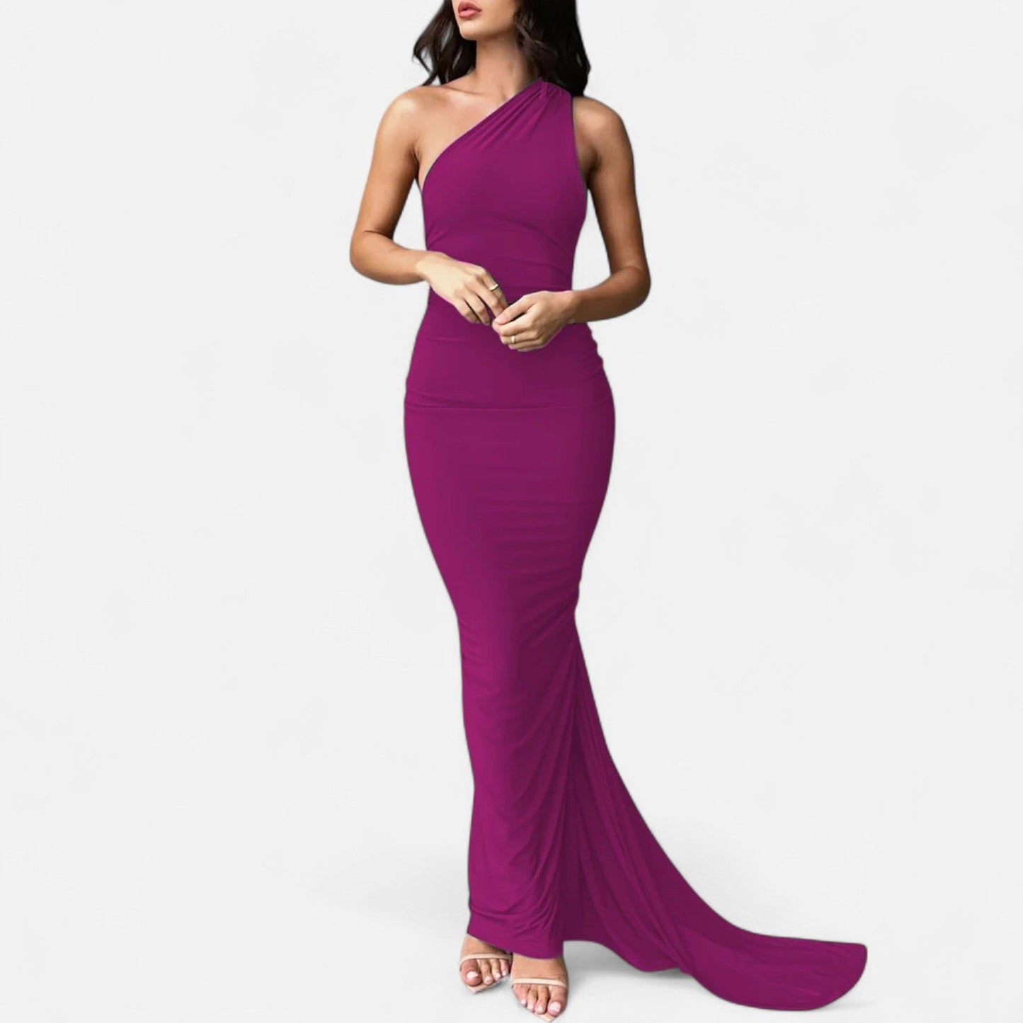 Black scarf-tier evening maxi dress with figure-flattering fit and elegant artistic scarf detail