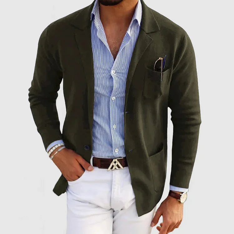 Men's slim fit lightweight blazer notch lapel 2-button closure versatile tailored casual style