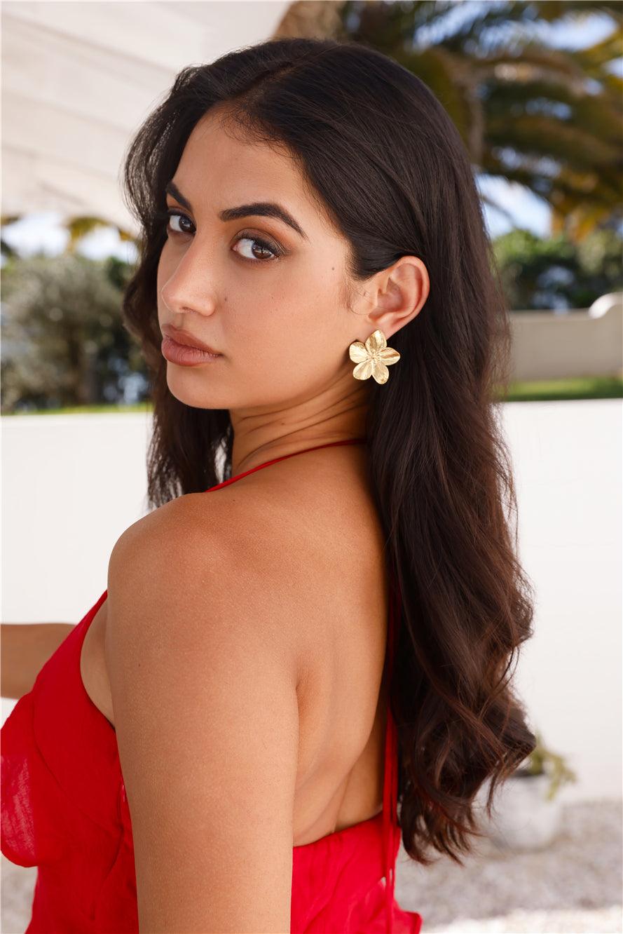 18k Gold Plated Fave Flower Earrings Gold - Urbann-Vibe