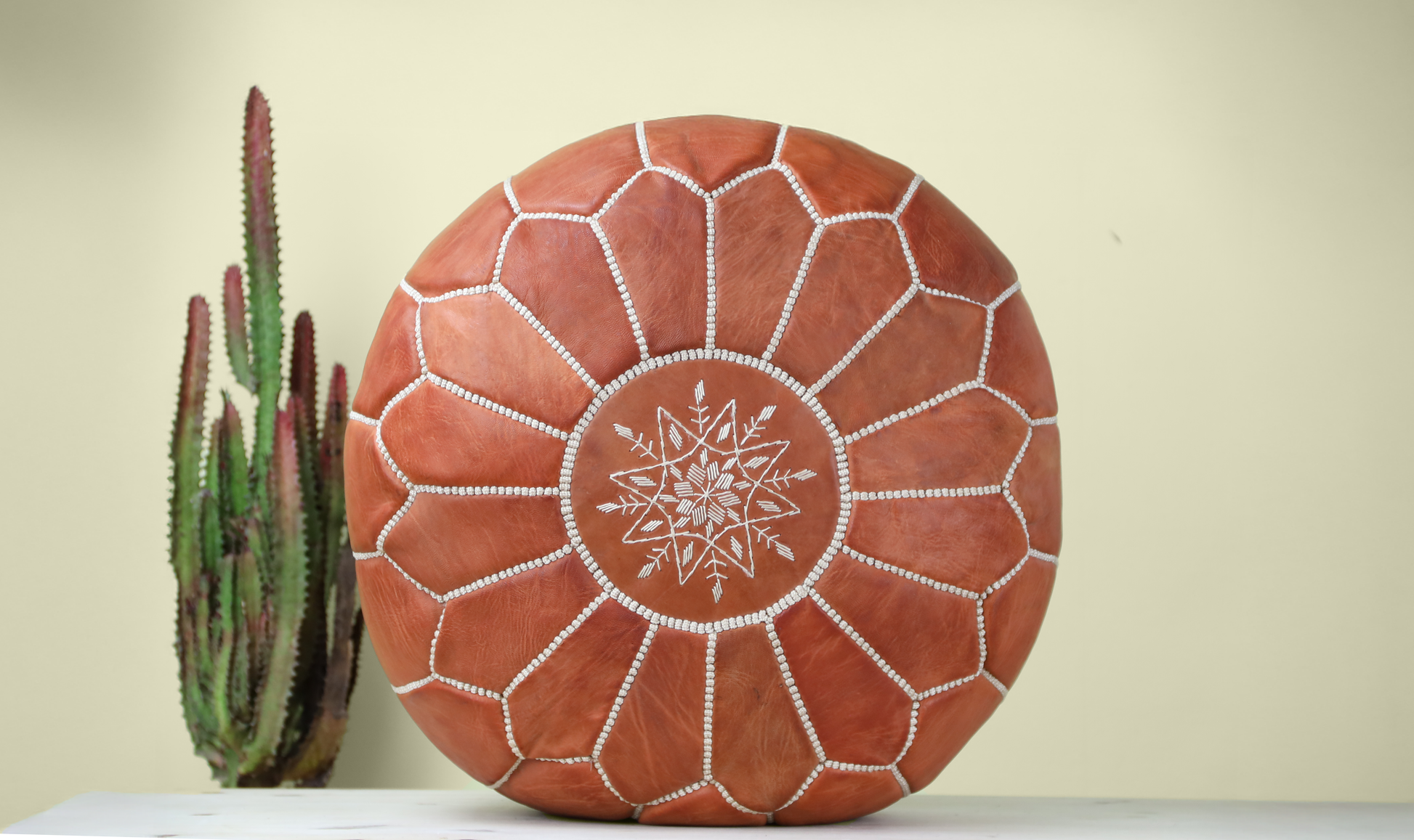 Natural Leather Ottoman Pouf - Urbann-Vibe