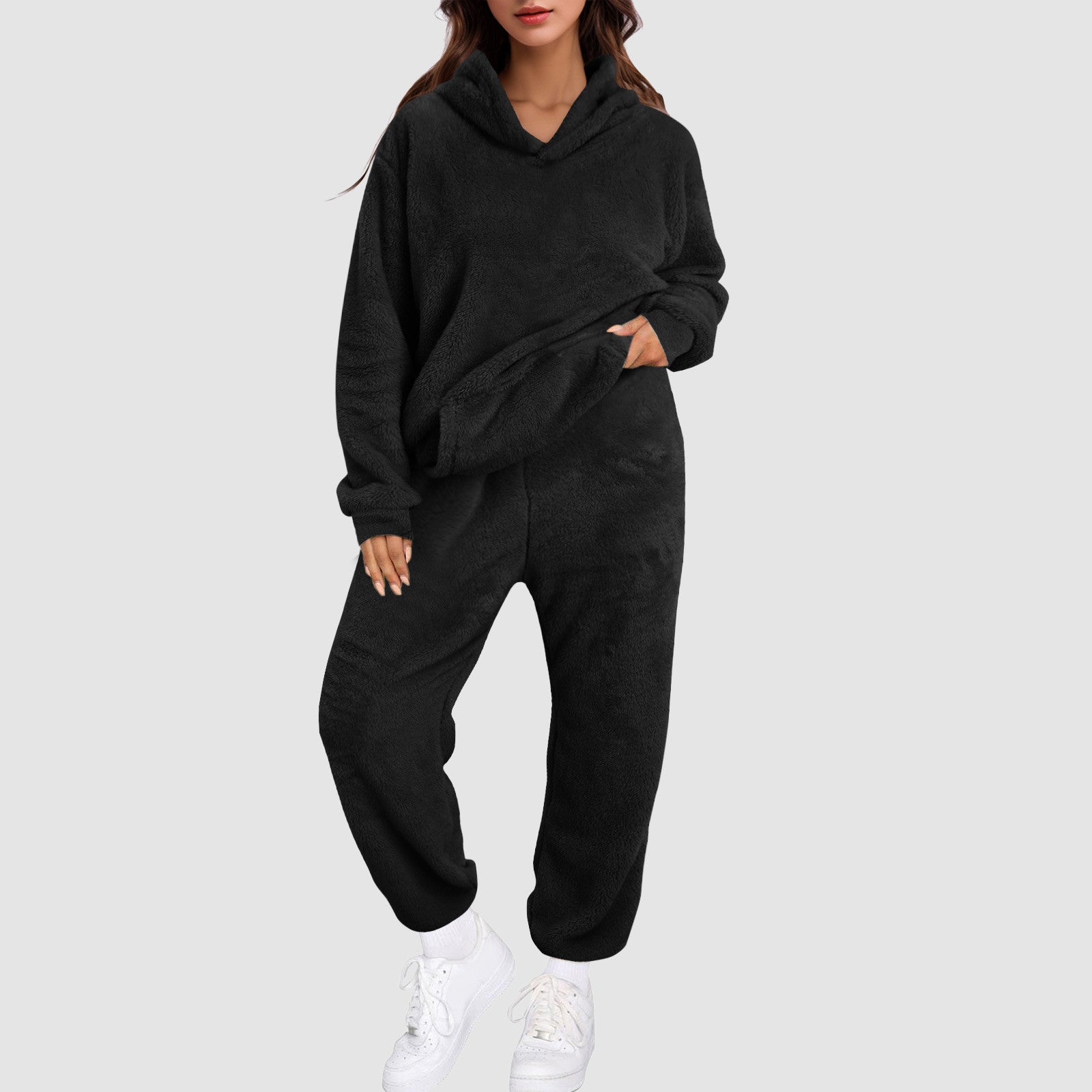 Women's fleece winter tracksuit set cozy loungewear ultra-soft plush comfort warm seasonal style