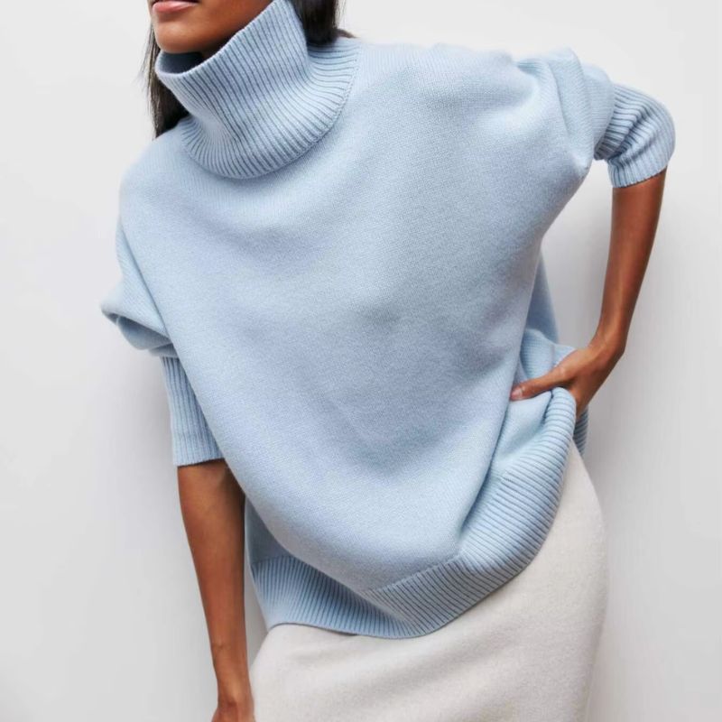 Women's Sophie soft knit turtleneck sweater in cozy merino wool blend with structured high neck