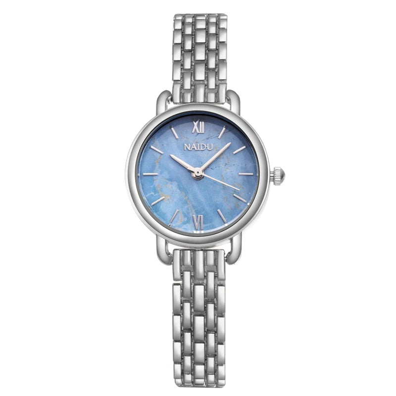 Athena marble dial watch stainless steel band quartz movement elegant everyday wear