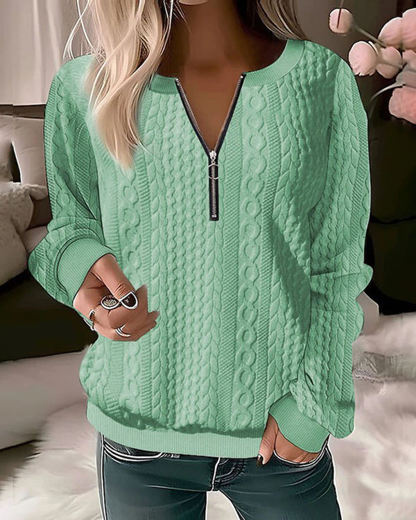 Lyra camel knitted half-zip sweater relaxed fit cozy everyday layering pullover