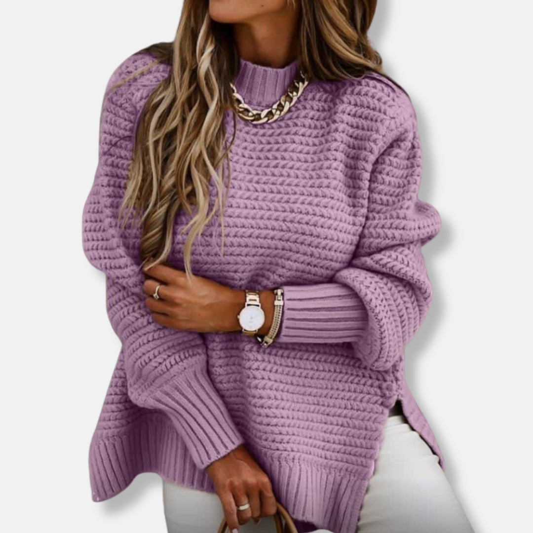 Women's oversized pullover sweater ribbed knit soft texture relaxed casual fit fall winter