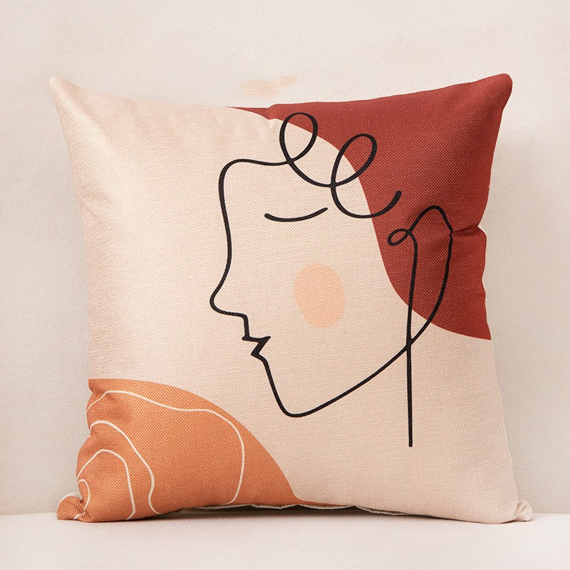 Contemporary Abstract Linen Cushion Cover