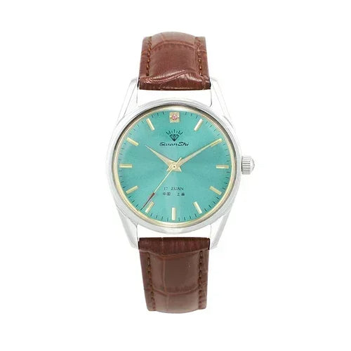 Sovereign aquamarine watch gold-tone hands sunburst dial vintage minimalist timepiece for professionals