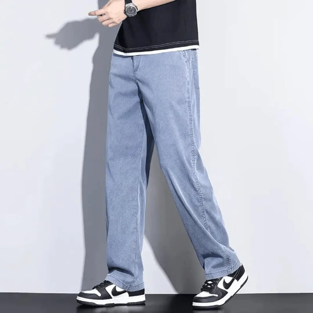Men's dark wash stretch denim jeans slim urban fit with all-day comfort flexible fabric