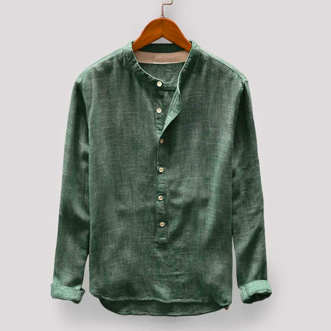 Ryken minimalist linen cotton pullover Japanese-style loose fit with clean refined natural texture