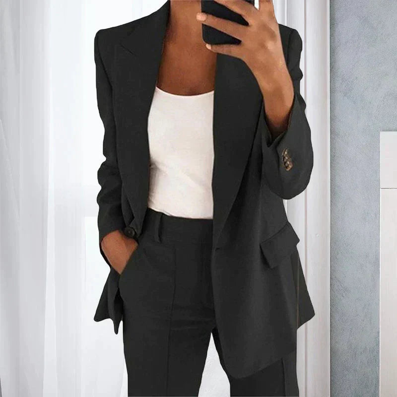 Black elegant women's evening outfit flattering formal silhouette with sophisticated refined design