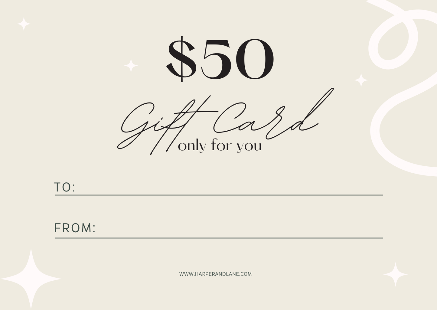 Harper & Lane digital gift card for fashion lovers, instant email delivery, elegant style