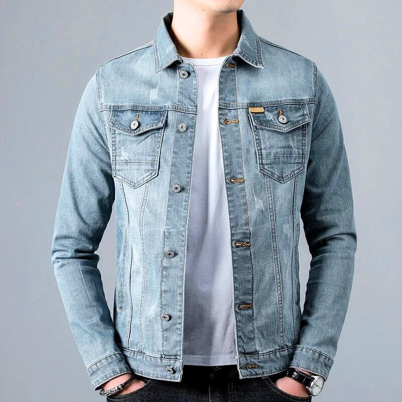 Green washed denim jacket unisex retro style with worn-in vintage finish for everyday wear
