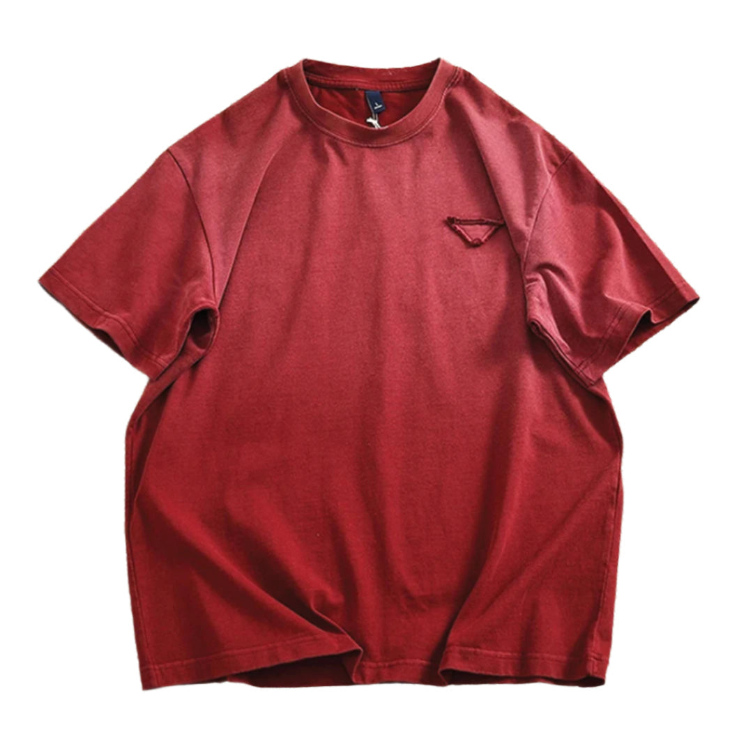 Men's bleached gradient heavy cotton crew-neck tee with tonal wash streetwear urban style
