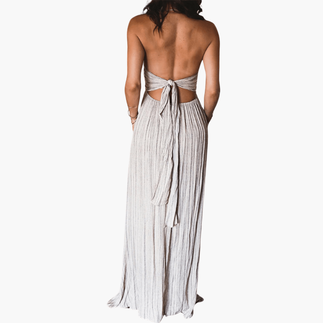 Women's boho maxi dress with straps, lightweight flowy silhouette for festival and lake days