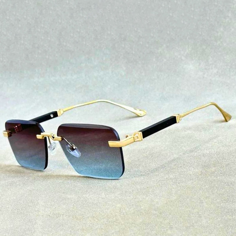 Lynox vintage rimless sunglasses UV400 anti-glare lenses bold retro minimal lightweight frame