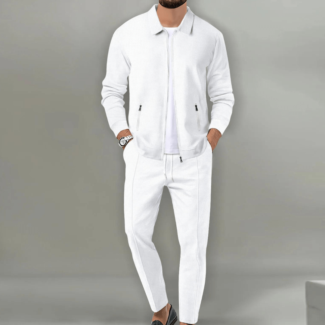 Felix men's casual wool blend vest and pants set tailored slim-fit neutral tone