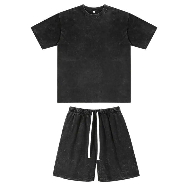 Washed cotton oversized two-piece set in vintage style, lightweight breathable summer loungewear