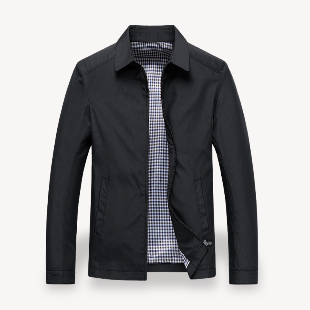 Men's lightweight tailored jacket with zipper closure, breathable modern fit for casual to semi-formal wear