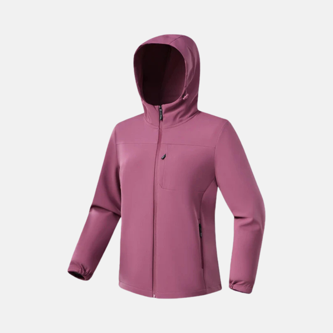 Women's stretch softshell hooded jacket regular fit with elastic cuffs, versatile active layer