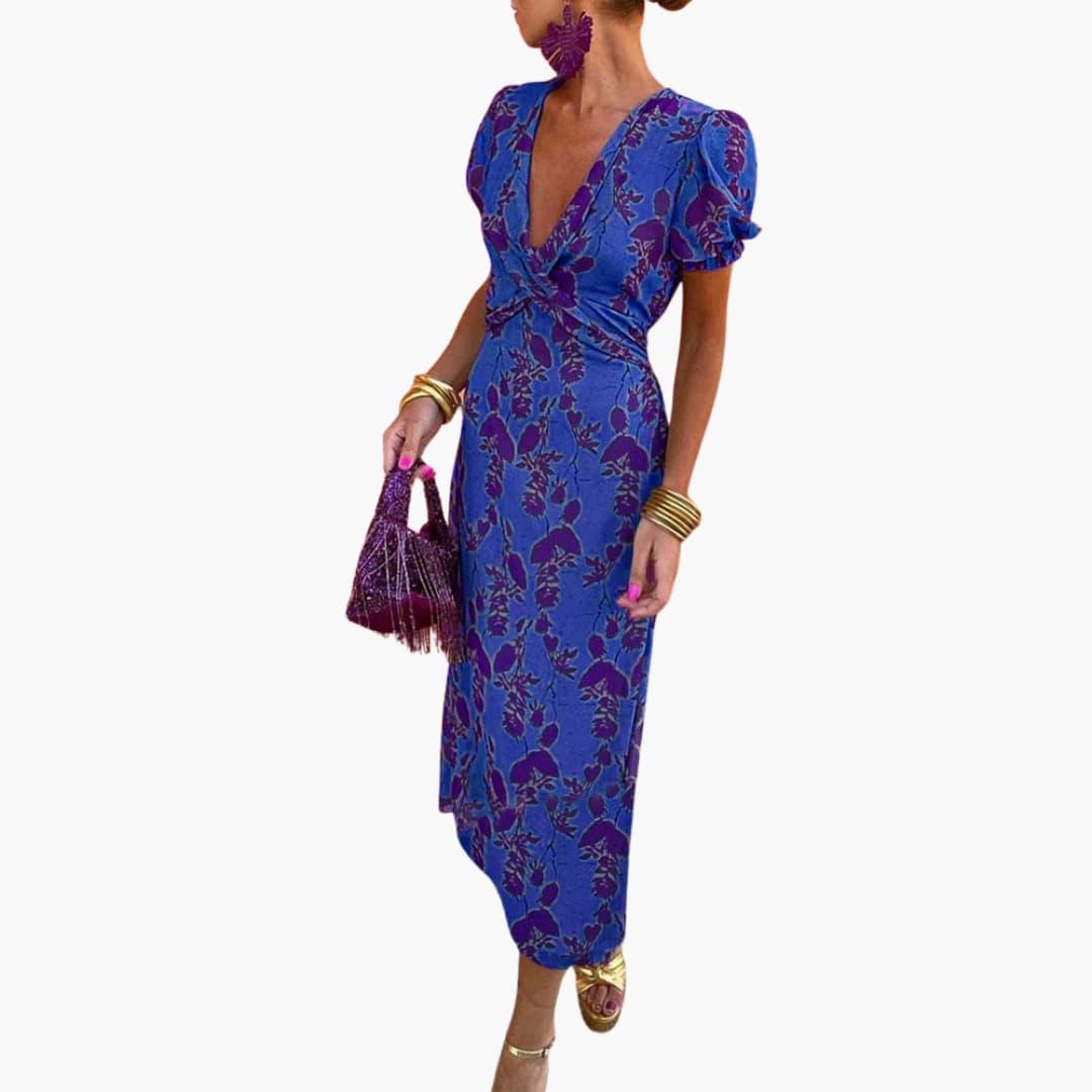 Women's floral wrap dress V-neck lightweight summer fit waist-defining silhouette everyday occasions