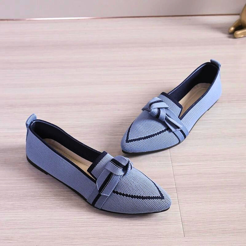 Women's Italian fabric ballet flats with twisted knot toe detail and cushioned arch support
